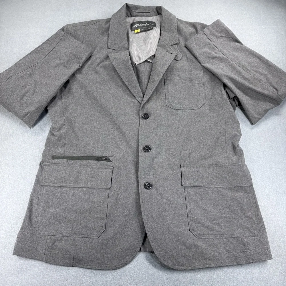 Eddie Bauer Blazer Men's Size 46 Gray Travel Stretch Blazer Jacket Excellent